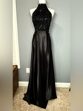 black tie dresses london Sherri Hill Sequin Open Back Prom Dress 54912 Emerald / 6 main image 1